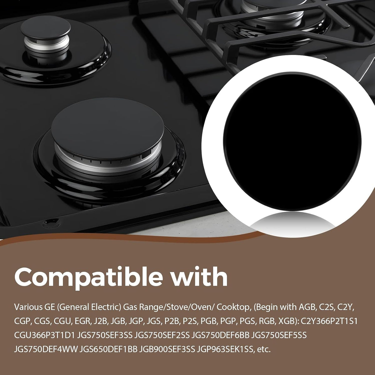 4 Pcs Surface Burner Cap Set Compatible with GE Gas Stoves and Cooktops Includes WB29K10009-1 (2.6") WB29K10001-2 (3.2") WB29K10006-1 (3.5")