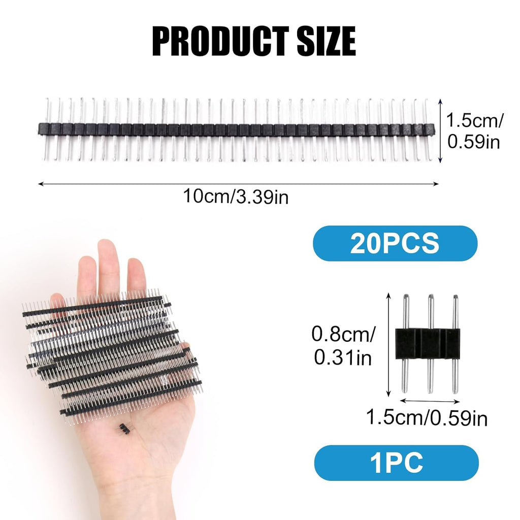 20Pcs 40 Pin Male Header Pins 2.54mm
