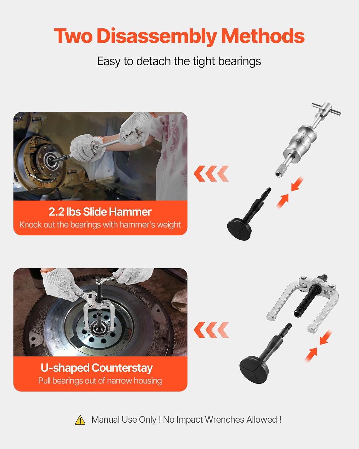 Blind Hole Bearing Puller Set, 16-in-1 Inner Bearing Race and Seal Extractor Kit, 16 PCS Slide Hammer Pilot Insert