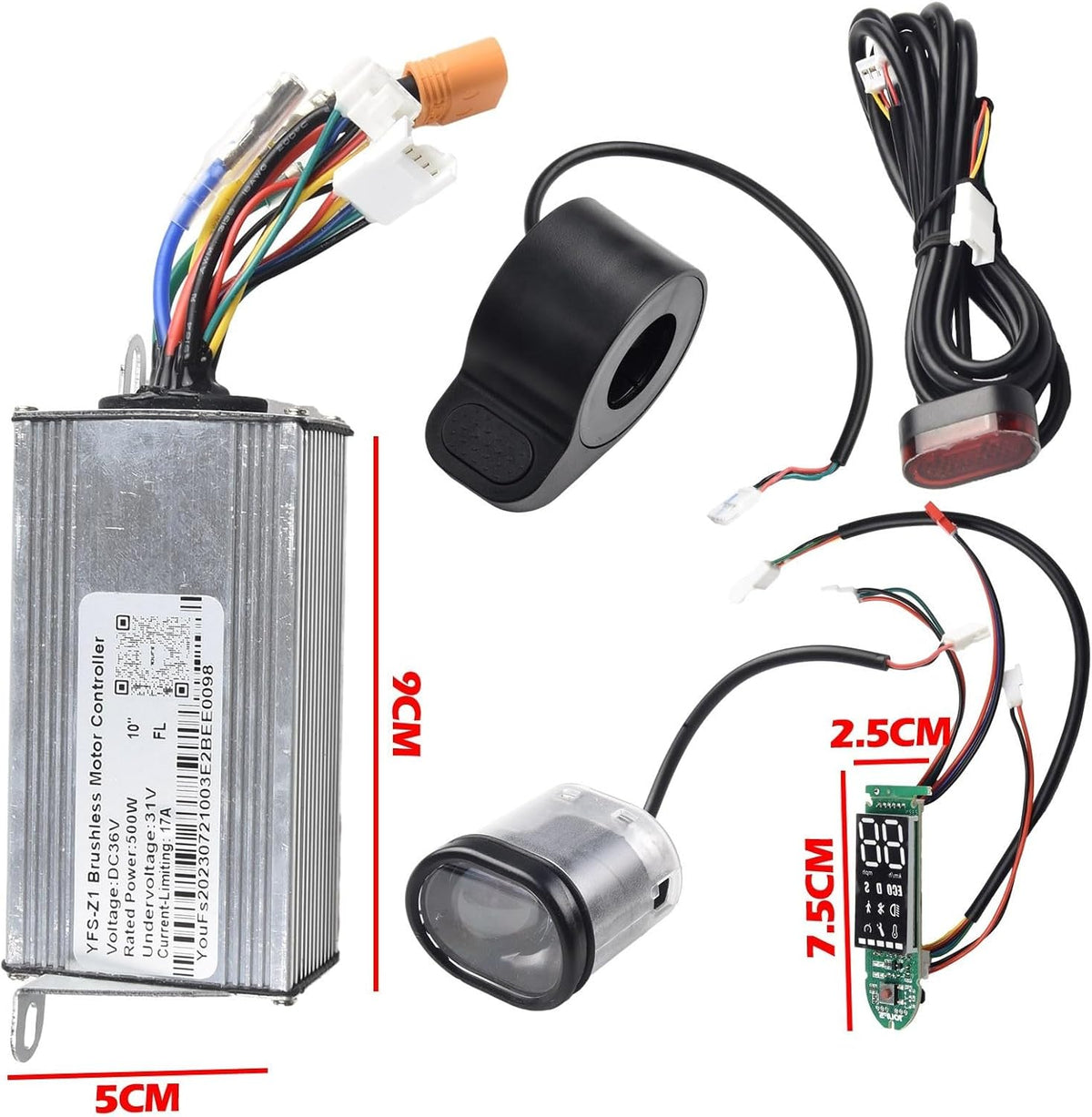 Eletric Scooter Controller, Electric Bike Scooter Brushless Controller Kit Include 36V 500W 17A Controller Dashboard and Accelerator