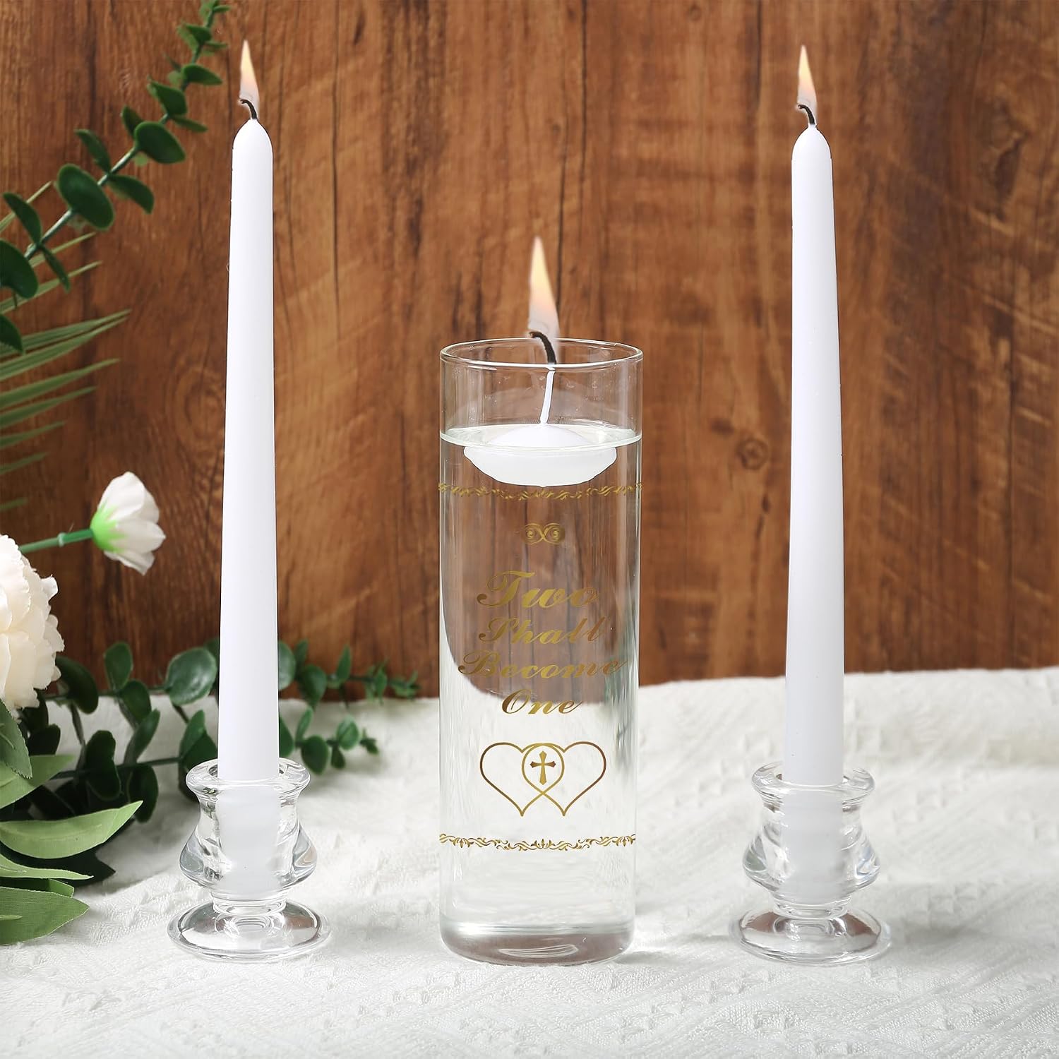 Unity Candles with Glass Holder for Wedding Ceremony - Unity Candles for Wedding, Religious Ceremony Ideas Marriage