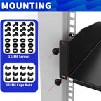 2 Pack 2U Cantilever Universal Rack Shelf, 14in Deep, 50lb Capacity