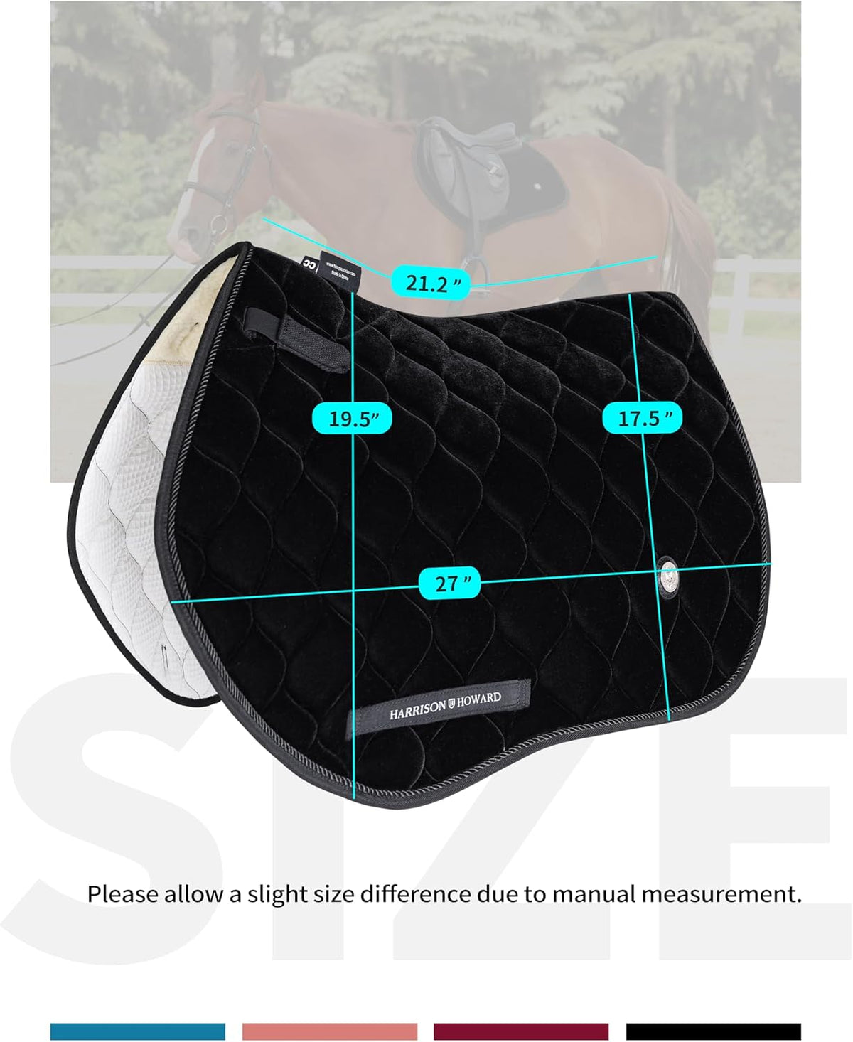 Close Contact Horse Saddle Pad for Jumping, w/Velvet Hue