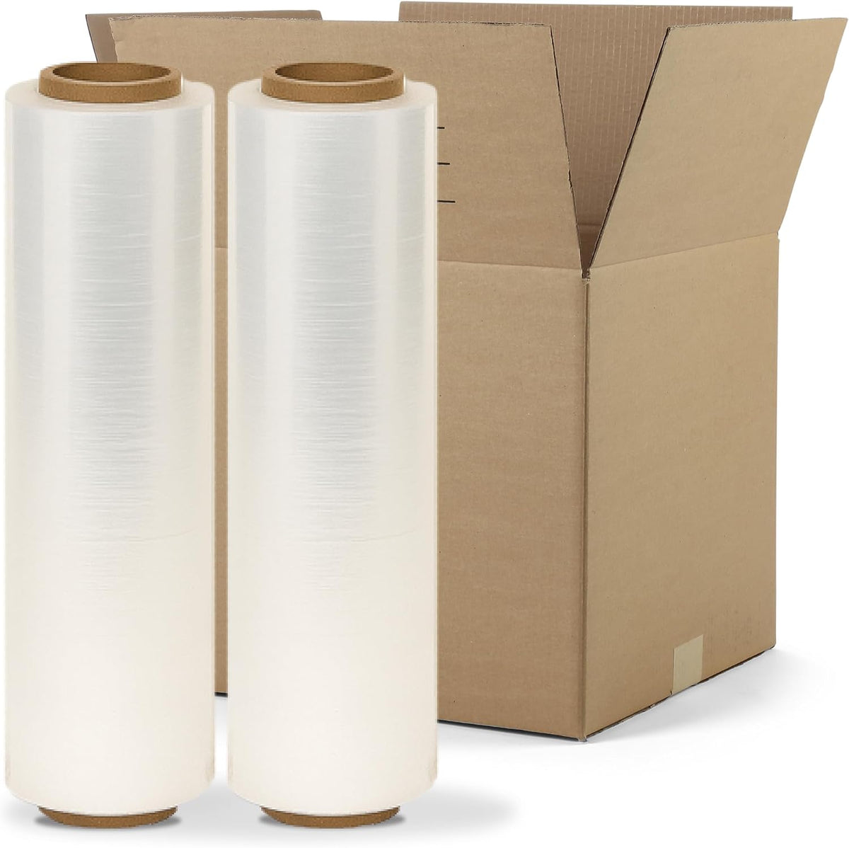 18" x 1500' Stretch Wrap – 80 Gauge Clear Blown Film – 2 Rolls (3000ft Total) – Ultra Durable Industrial Pallet Wrap