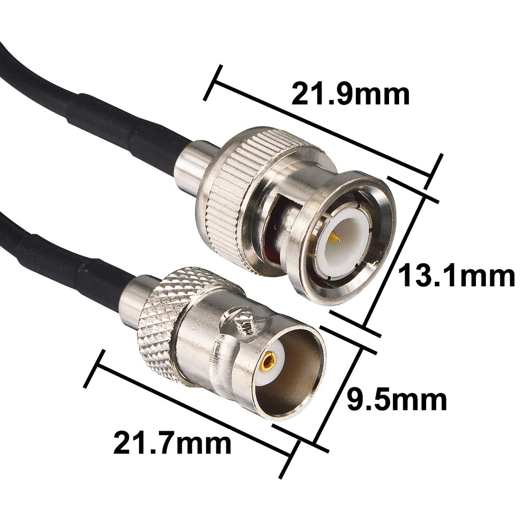 3-Pack BNC Male to Female Extension 10ft RG174 50 Ohm