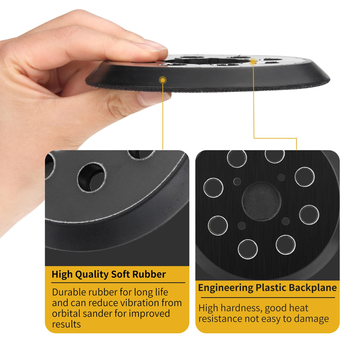Gnellkoor Orbital Sander Pad Replacement for Ridgid, 3 Pack