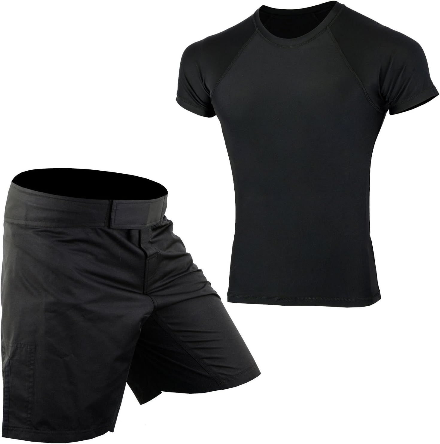 2Pcs No Gi BJJ Men Rash Guard Set, MMA Shorts Grappling Jiu Jitsu Gym Training Athletic Muay Thai Compression Set