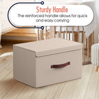 3 Pack Collapsible Storage Bins with Lid, 15x10x9, Beige