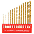 StratMet 13pcs Titanium Coating HSS Hex Shank Drill Bit Set (1/16"-1/4")