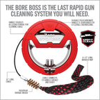 Bore Boss Gun Cleaning System - Rapid Pull Through Barrel & Bore Cleaning Cable with Integrated Brush & Mop - Choose
