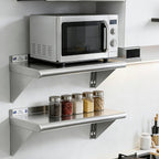 Hally Stainless Steel Shelf 2 Pack Wall Mounted Metal Shelves 10"x24" NSF