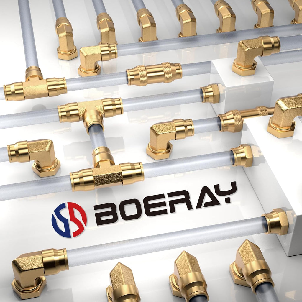 48PCS 6-Size Brass Dot Air Line Fitting Kit,1/8"-1/2" Straight Union