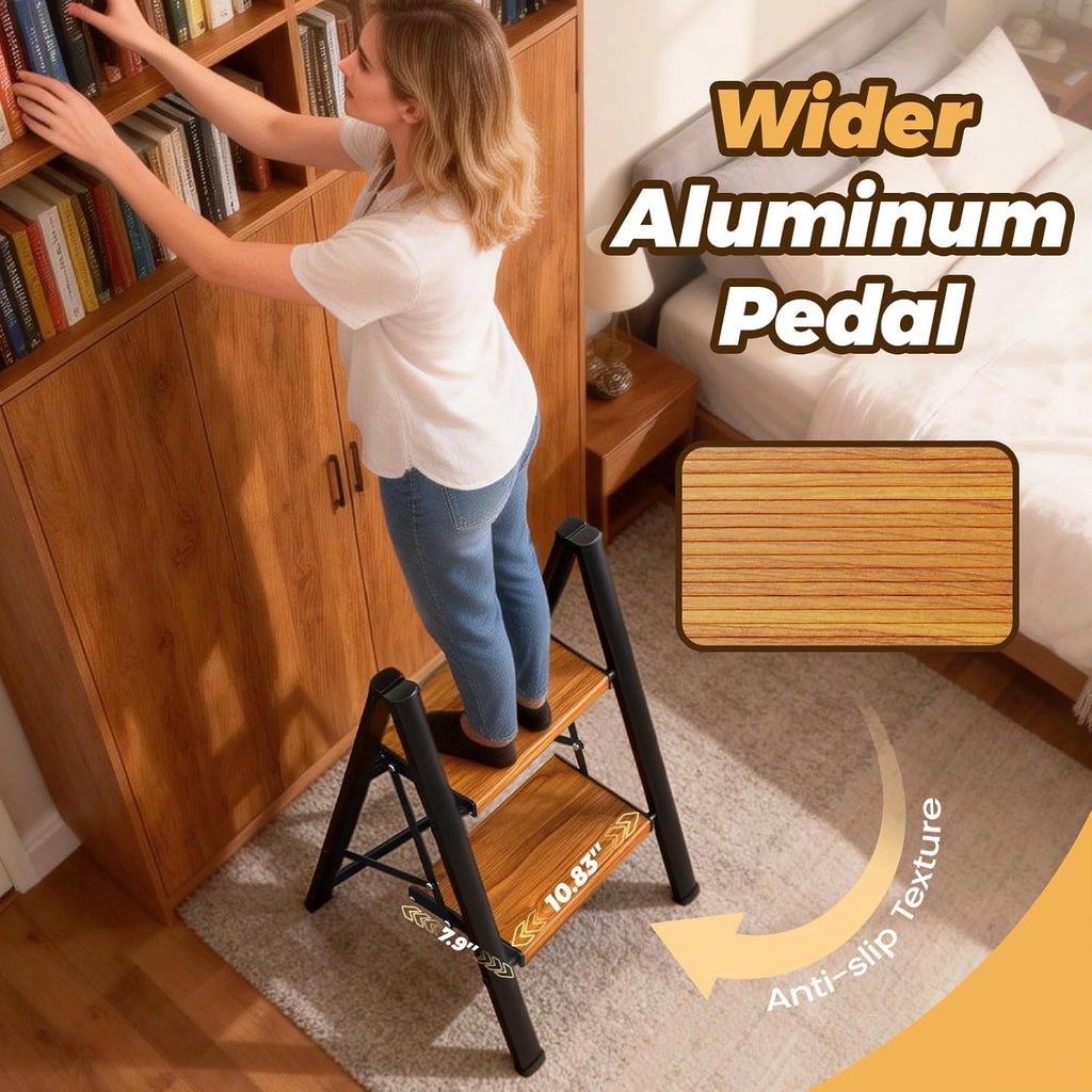 Step Ladder,Lightweight Aluminum Folding Step Stool with Anti-Slip Wide Pedal,330lbs Capacity Step Ladder for