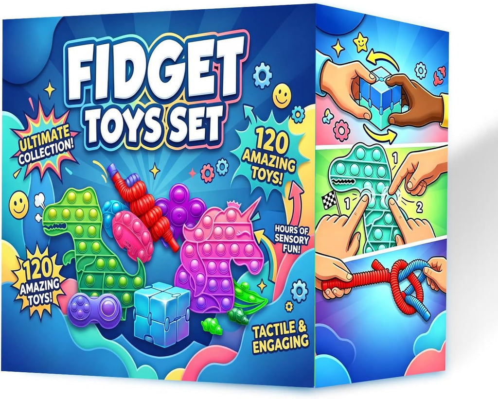 Fidget Toys, 120 Pack Party Favors for Kids 8-12 4-8, Sensory Toy for Autism Autistic Anxiety Children Boys Girls