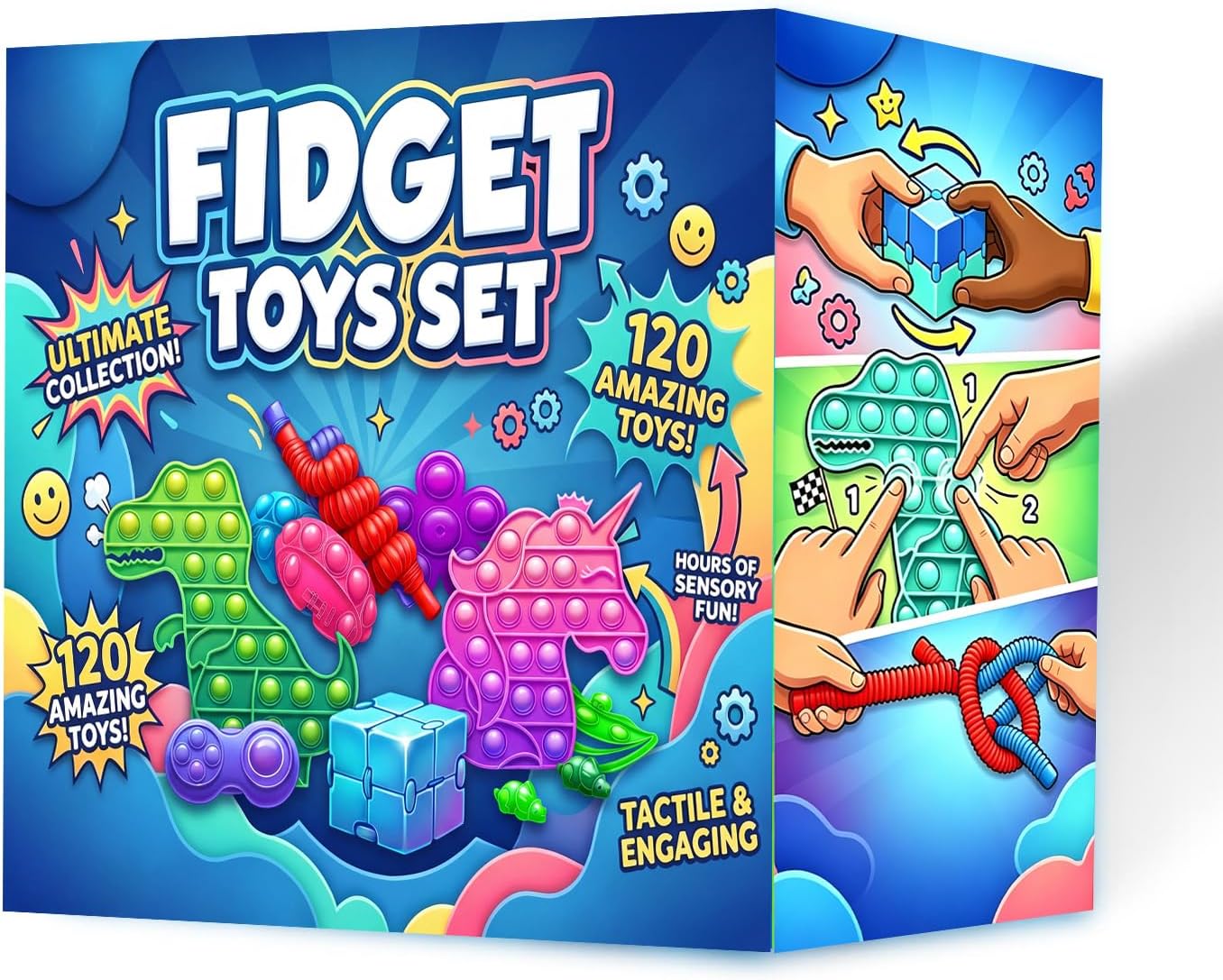 Fidget Toys, 120 Pack Party Favors for Kids 8-12 4-8, Sensory Toy for Autism Autistic Anxiety Children Boys Girls