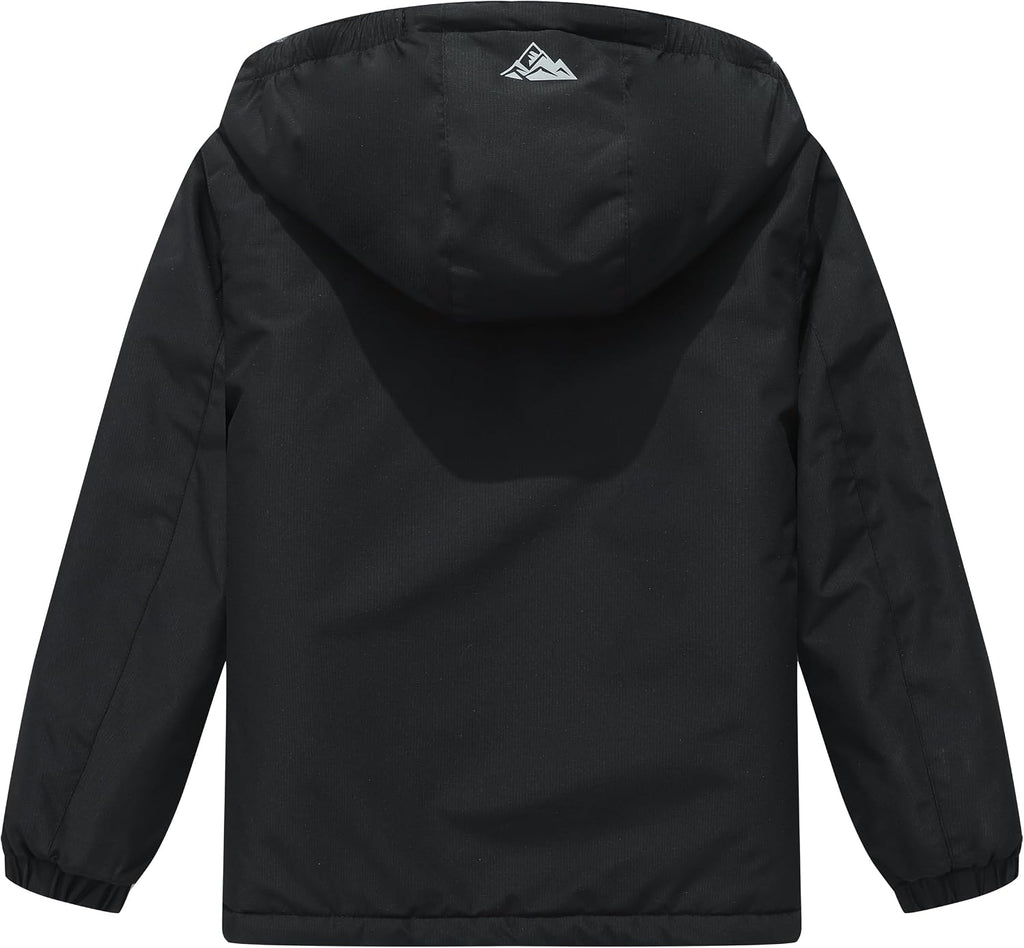 Boy's Winter Ski Jacket Warm Snow Coat Thickened Windproof Hooded | Coat Waterproof Outerwear with Zip Pockets