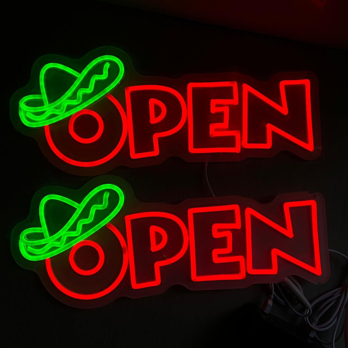 Mexican Food Open Neon Sign Restaurant Bar Shop Wall Decor -18.1"x7.5"