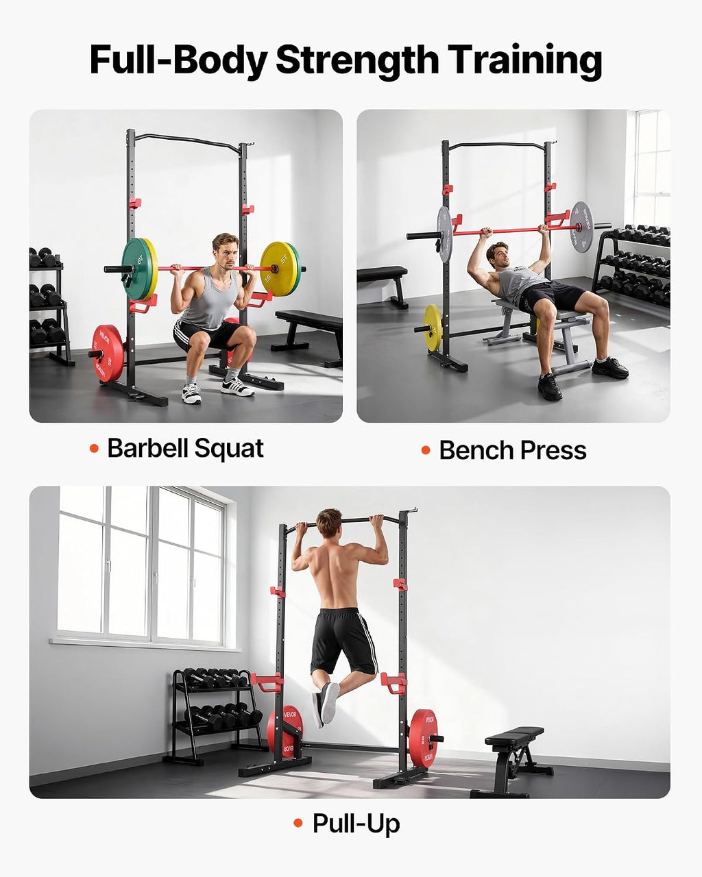 Power Cage Squat Rack, Multifunctional Squat Rack for Home Gym, Workout Strength Training Equipment for Bench Press