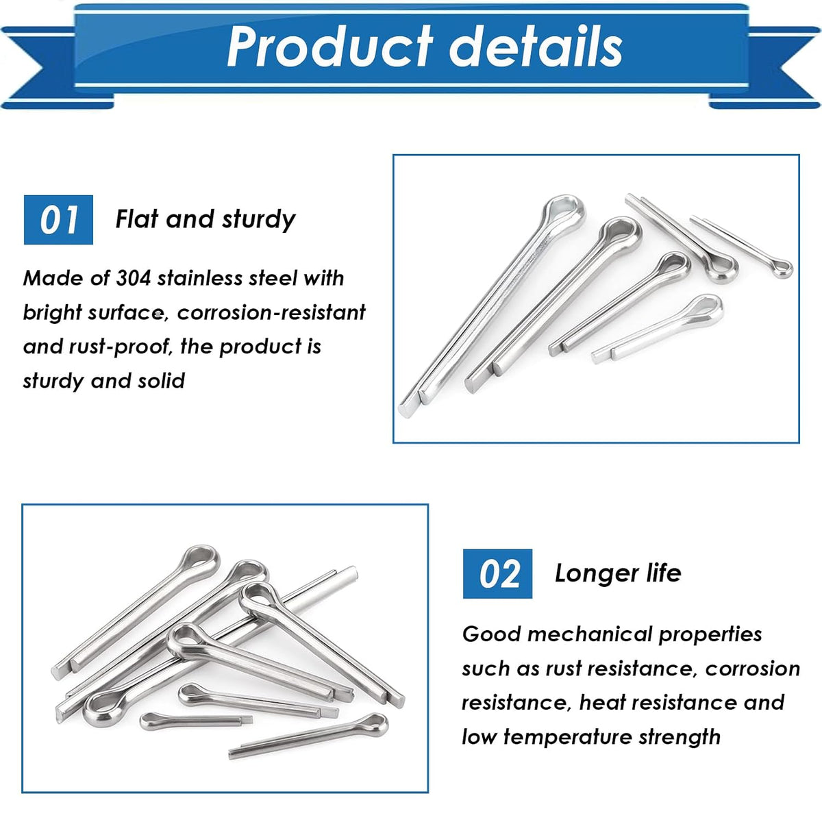 230Pcs Cotter Pin Assortment Kit - 304 Stainless Steel 12 Sizes Cotter Pin Set for Hitch Pin Lock Systems
