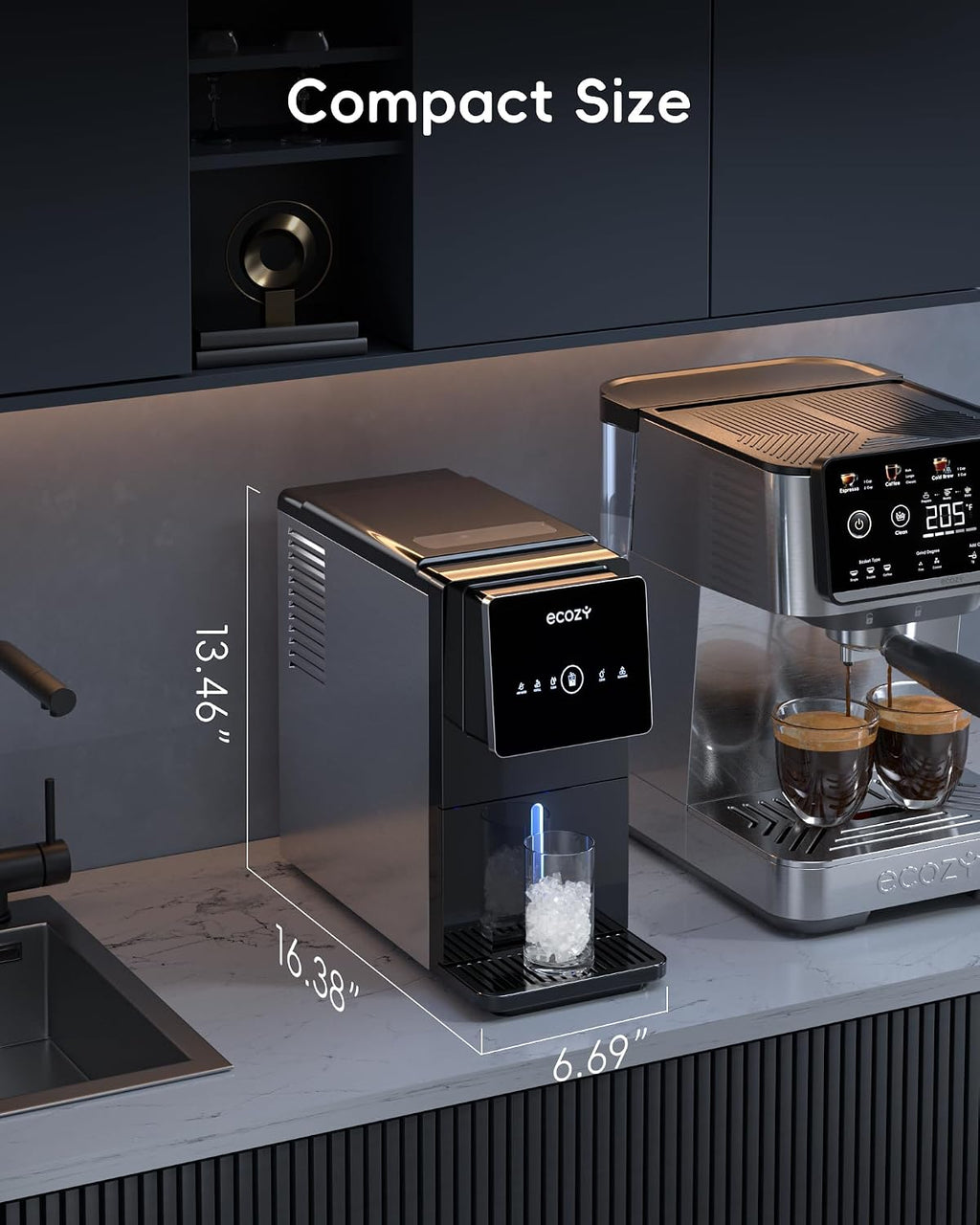 Nugget Ice Makers Countertop 40lbs Per Day, Touchless Ice Dispenser