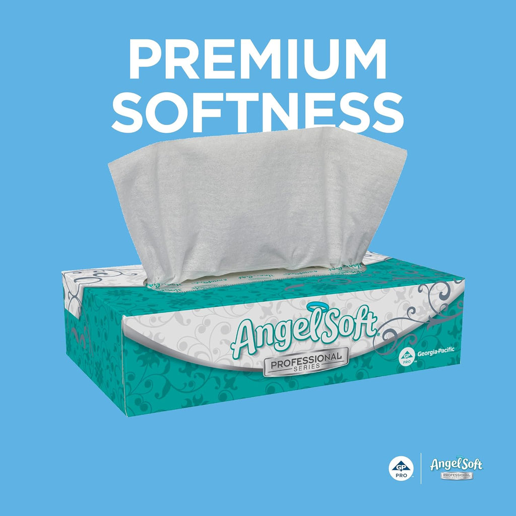 Angel Soft Professional Series 2-Ply Facial Tissue (48580), 100 Sheets Per Box, 30 Tissue Flat Boxes Per Bulk Case