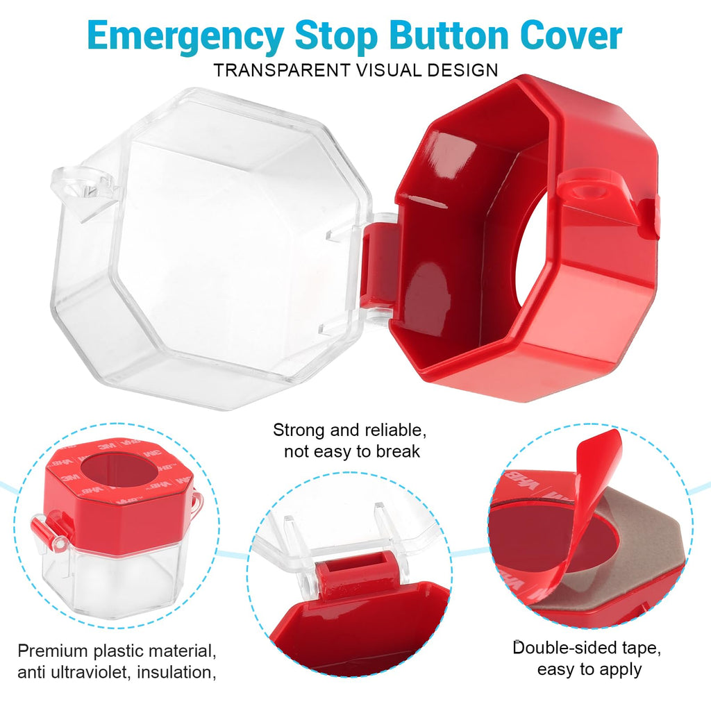 4 Pack Emergency Stop Button Cover Lockout, Square Transparent