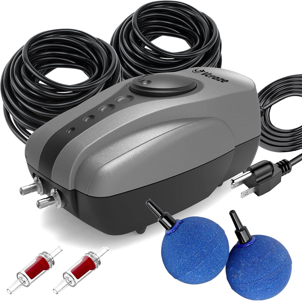 Flow Adjustable Pond Aerator Kit for Outdoor Ponds up to 1,000 Gal
