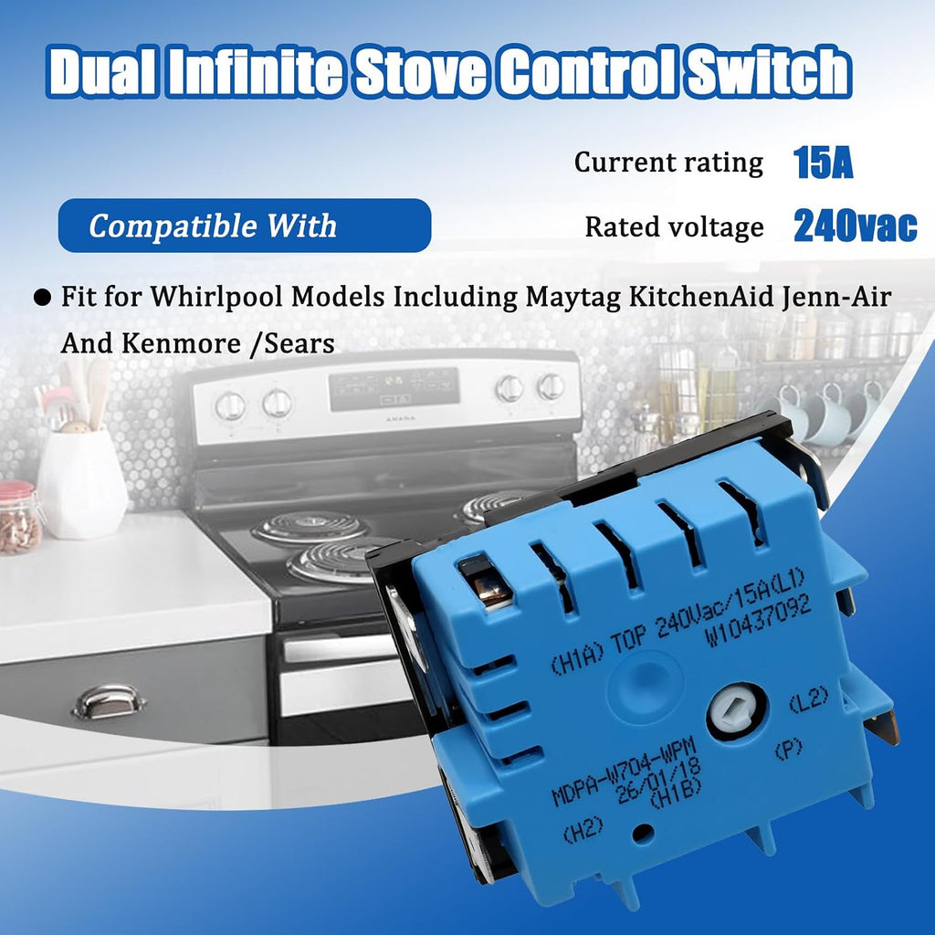 W10857622 Electric Range Infinite Control Switch Fit for Whirlpool Model
