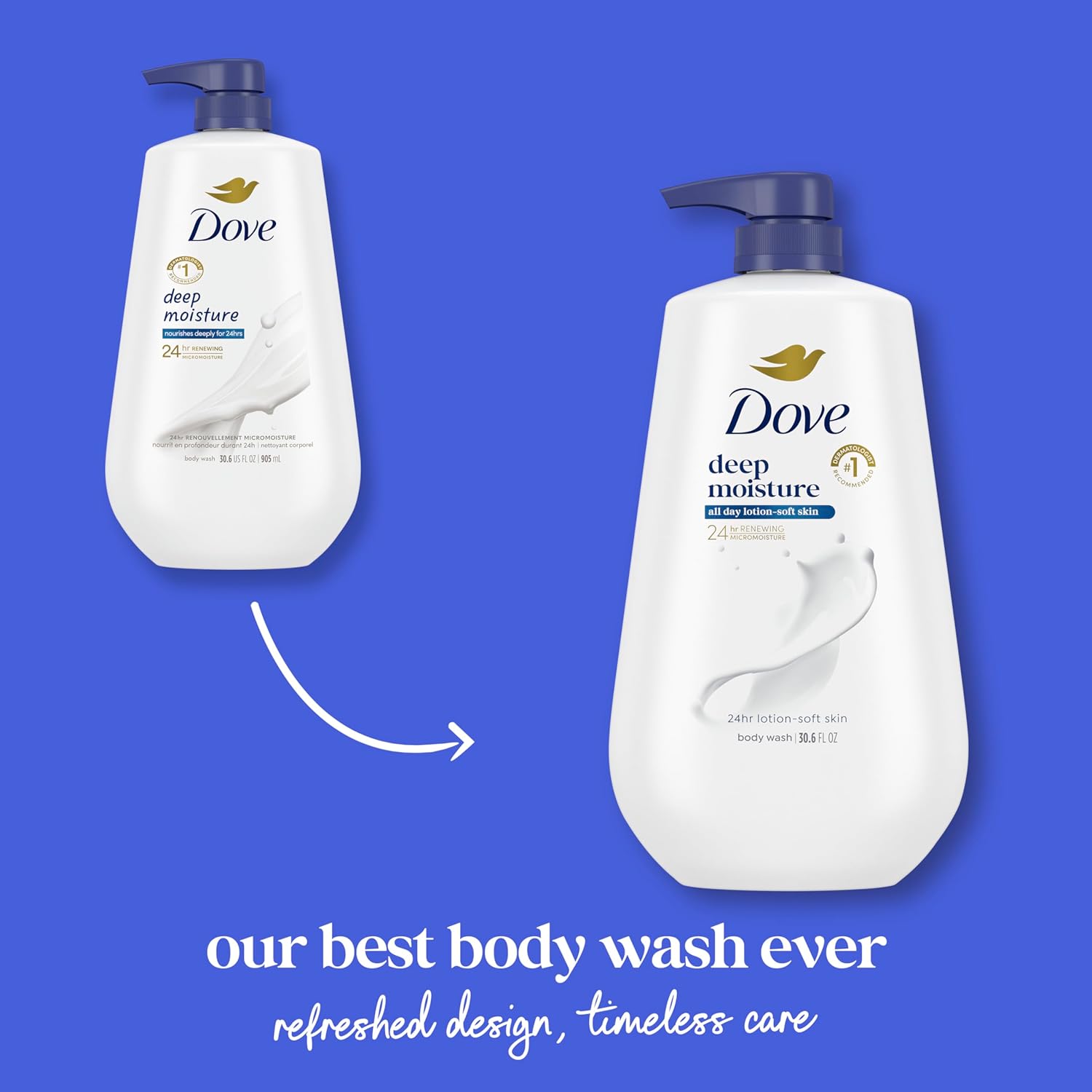 Body Wash Deep Moisture for 24hr Lotion-Soft Skin Moisture Moisturizing Skin Cleanser with No Sulfates No Parabens