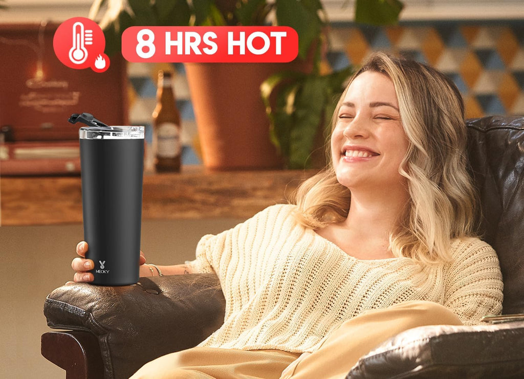 24 oz Insulated Travel Coffee Mug: Leak Proof Lid, Night | Stainless Steel Coffee Tumbler, Keeps Hot for 8 Hours or