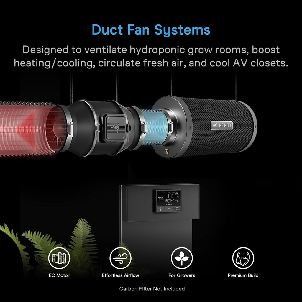 AC Infinity CLOUDLINE T4, Quiet 4” Inline Duct Fan w/Environment Controls
