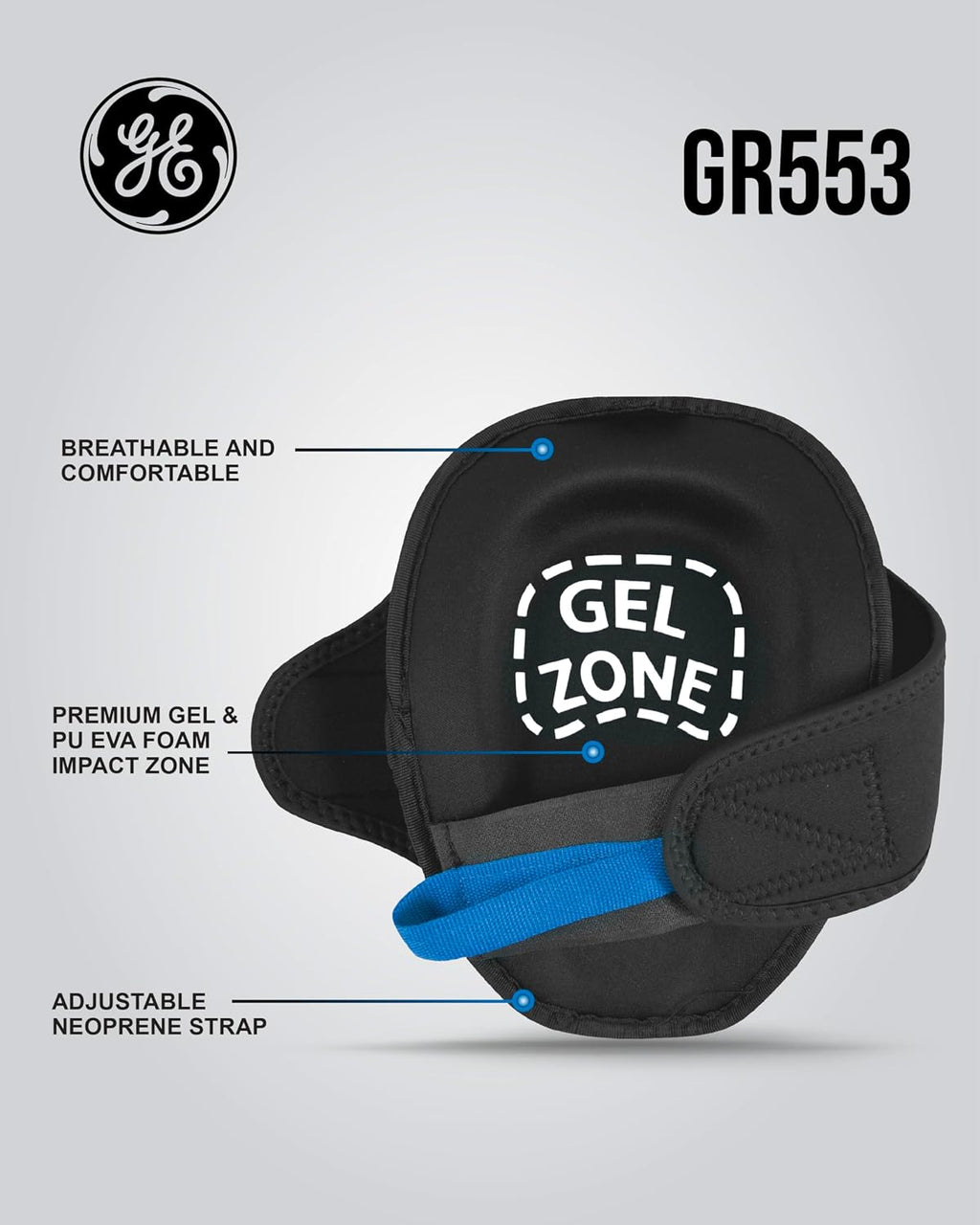 GE Heavy Duty Knee Pads - Gel Padding Knee Guards Durable Comfort - Black