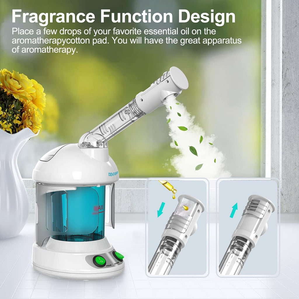 Facial Steamer with Ozone Extendable 360° Arm - for Home or Salon | Deep Hydration, Skin Refresh, Adjustable Mist