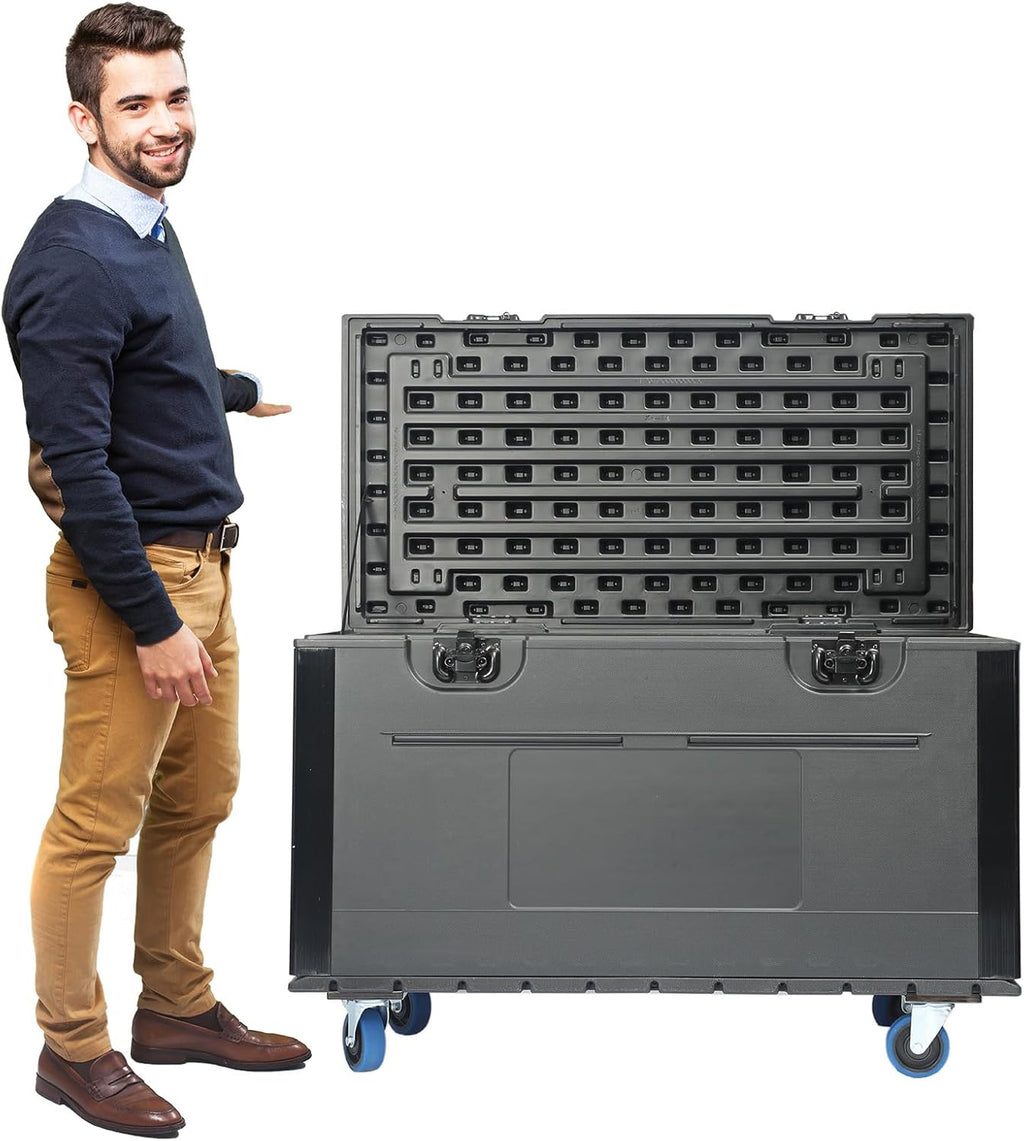 Cable Trunk Road Case with Wheels 44" x 22" x 24" Professional Stackable Heavy Duty ATA Rolling Road Case for DJ
