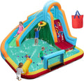 Inflatable Water Slide for Kids, 6 in 1 Water Park Bounce Castle for Backyard w/Ocean Balls, Splash Pool, Soccer