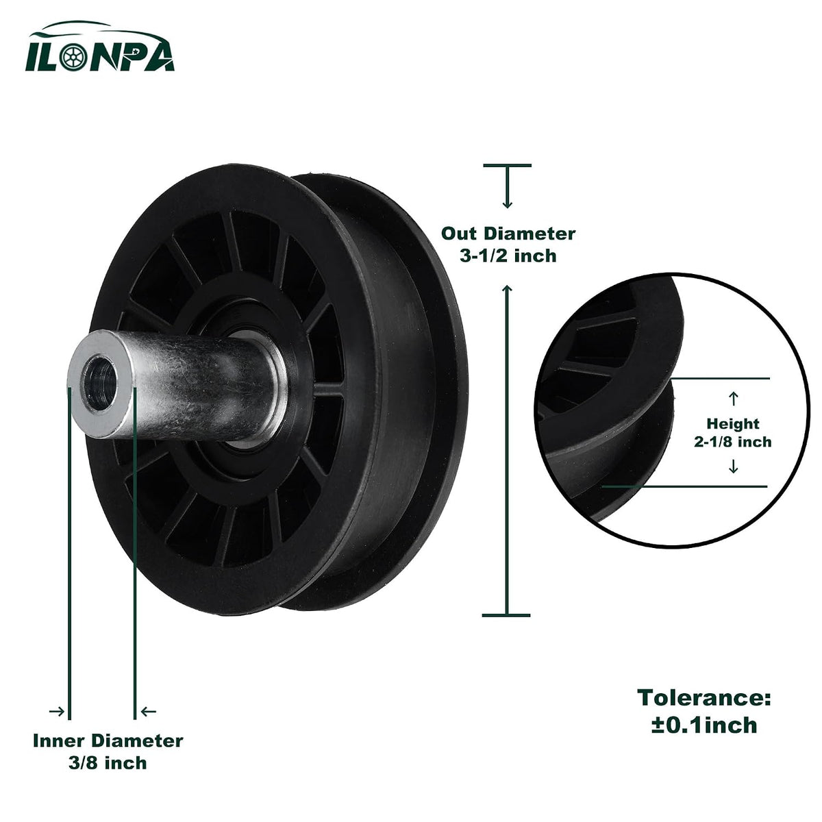 ILONPA 179114 Flat Idler Pulley for Husqvarna/Poulan/AYP/Craftsman 532179114 5321791-14 for Husqvarna CT131, CT141, CT151, LT131, LT135, LT141 for Poulan BB185H42, PK20H42, PXT16542 (1 Pack)