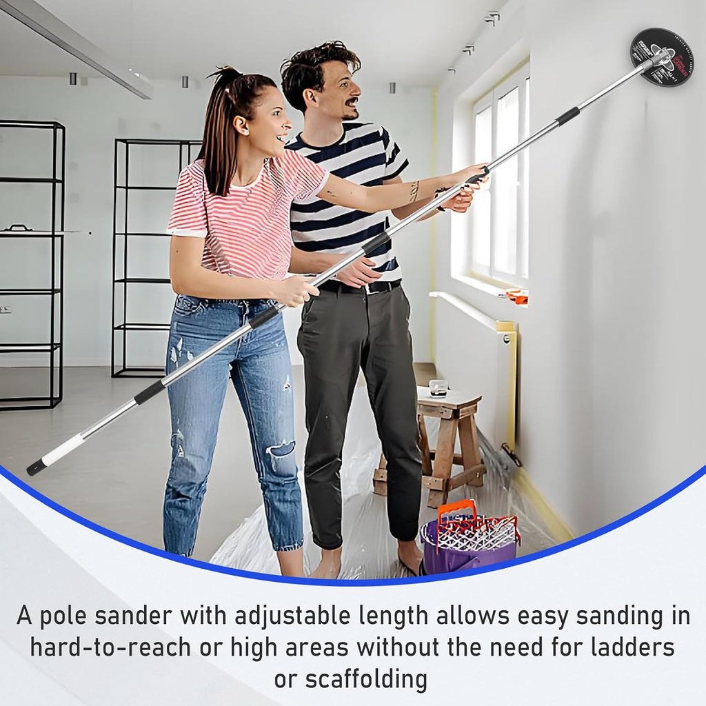 Pole Sander for Drywall, 9-Inch Radial Wall and Ceiling Sanding Machine | 49"-93" Adjustable Rod, 360° Rotating
