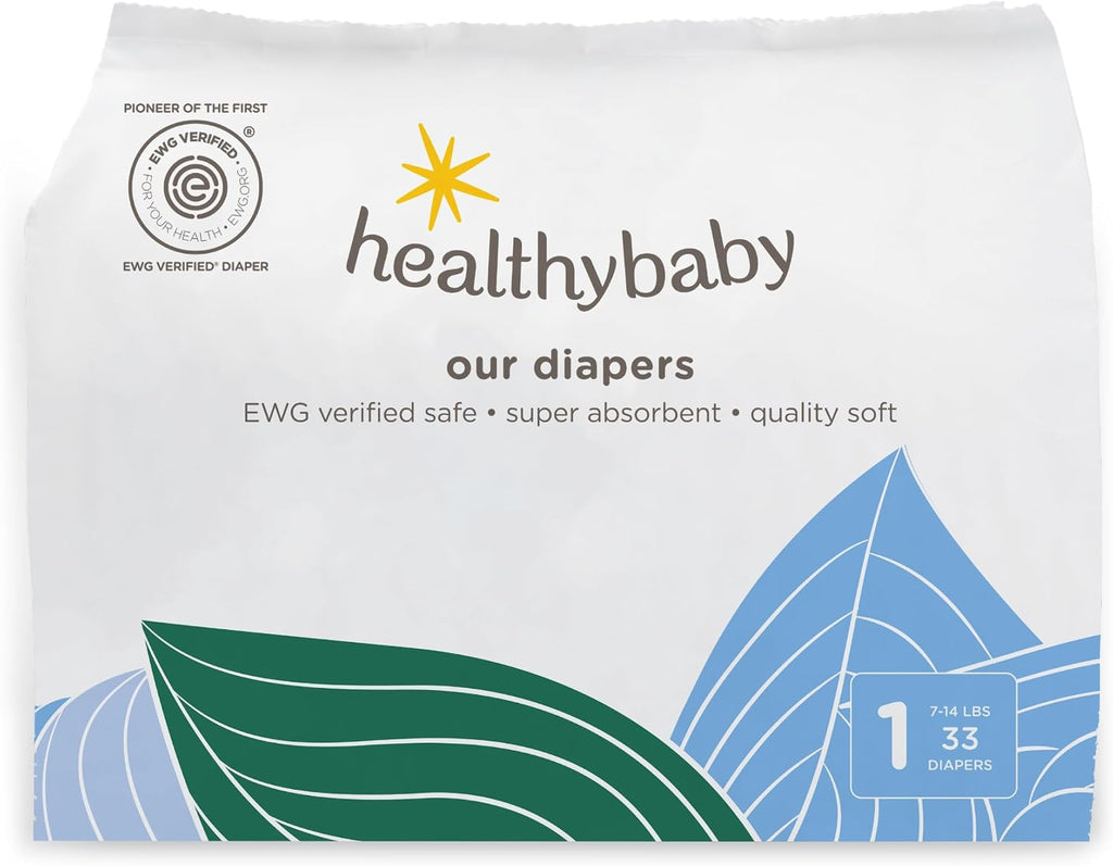 Non-Toxic Diapers for Sensitive Skin - Size 1, 33 Count