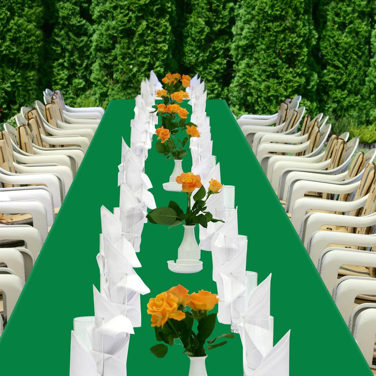 12 Pack Green 54 x 108 Inch Disposable Plastic Tablecloths Rectangle Table Cloth Plastic Table Cover for Parties