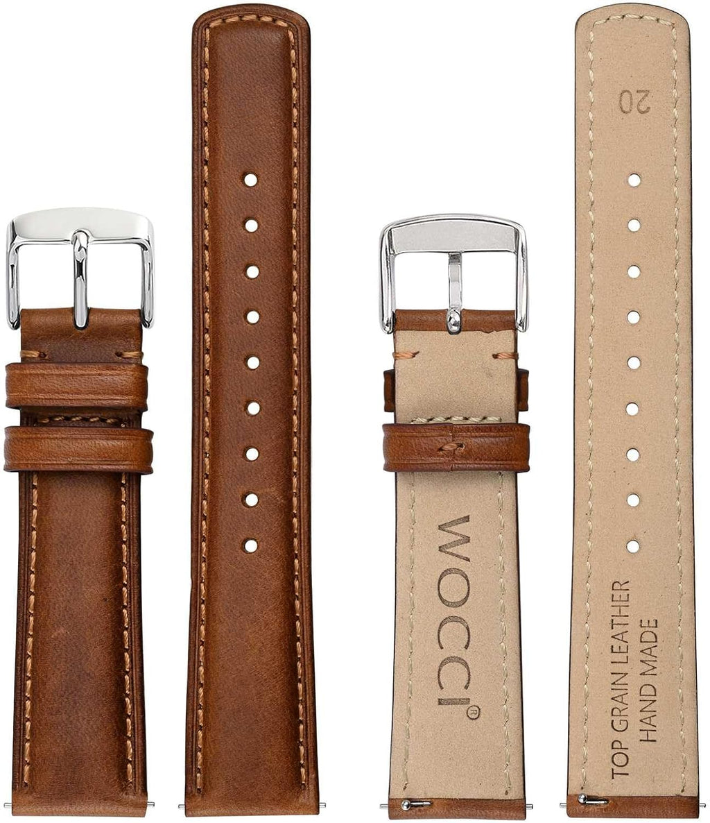Quick Release Watch Band, Distressed Genuine Leather, Stainless Steel Buckle, Strap Width 18mm 19mm 20mm 22mm 24mm
