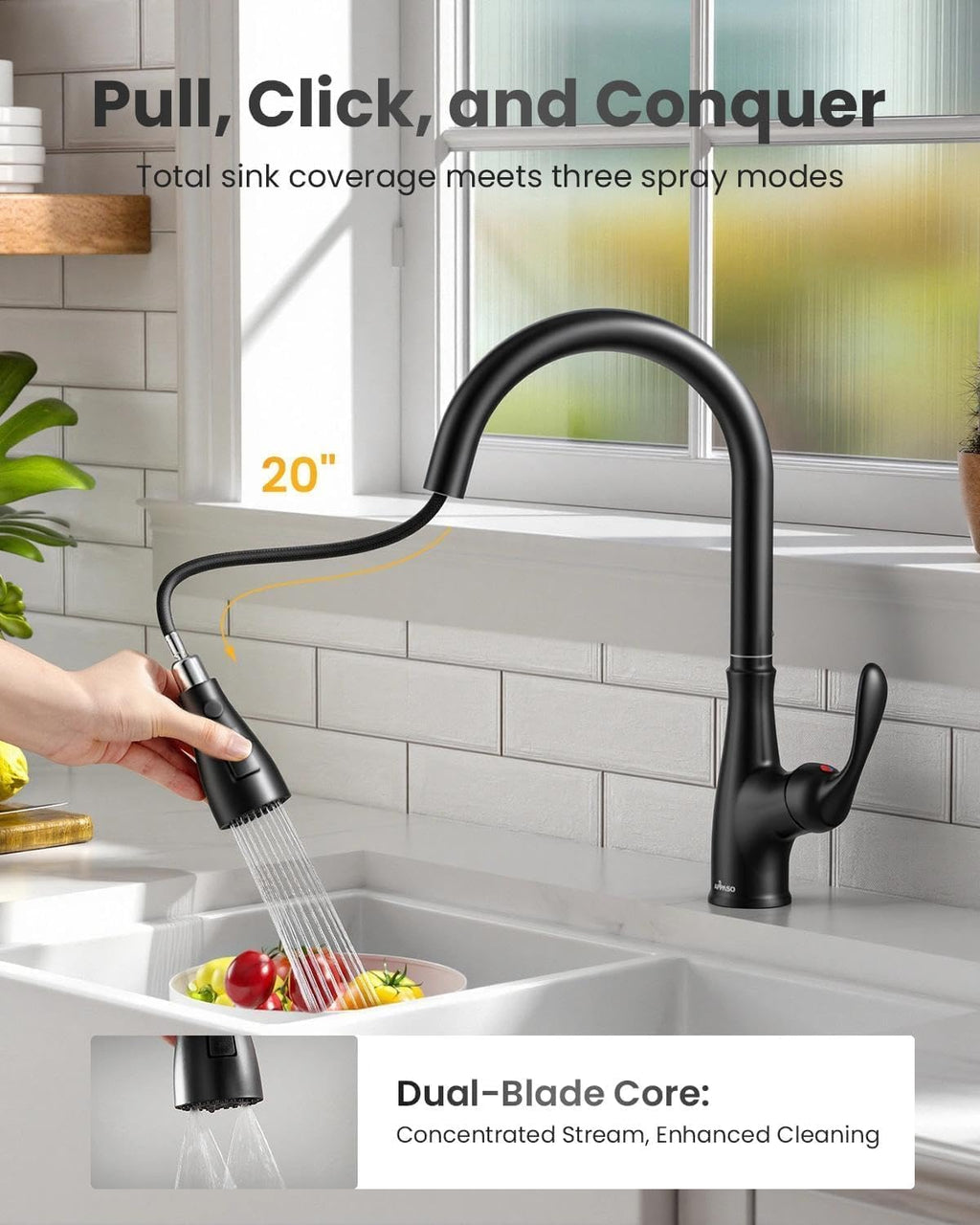 Matte Black Kitchen Faucet with Pull Down Sprayer