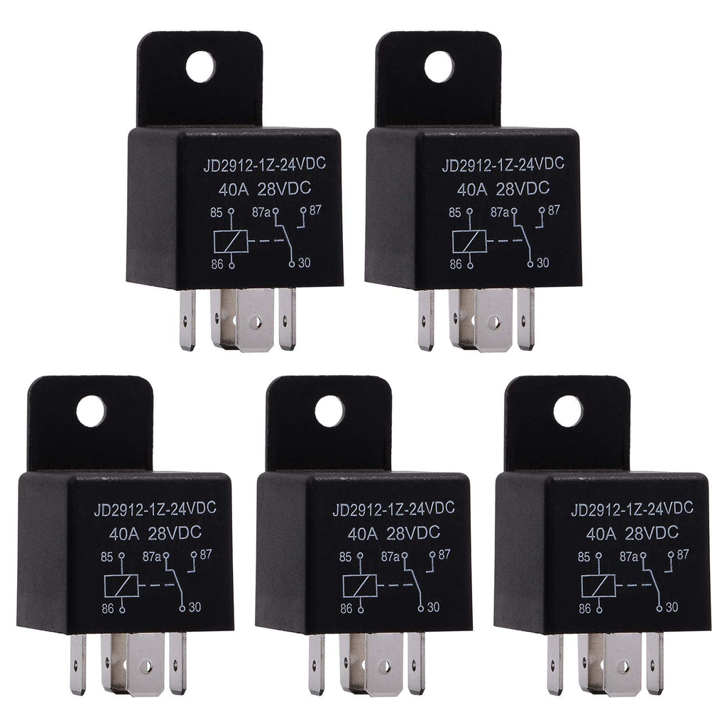 EHDIS Motor Relay 5 Pin 24V Coil 40amp Spdt Model No.: JD2912-1Z-24VDC 40A 28VDC, Contactor Relay Switch Power, Auto Switches & Starters, 5 Pack
