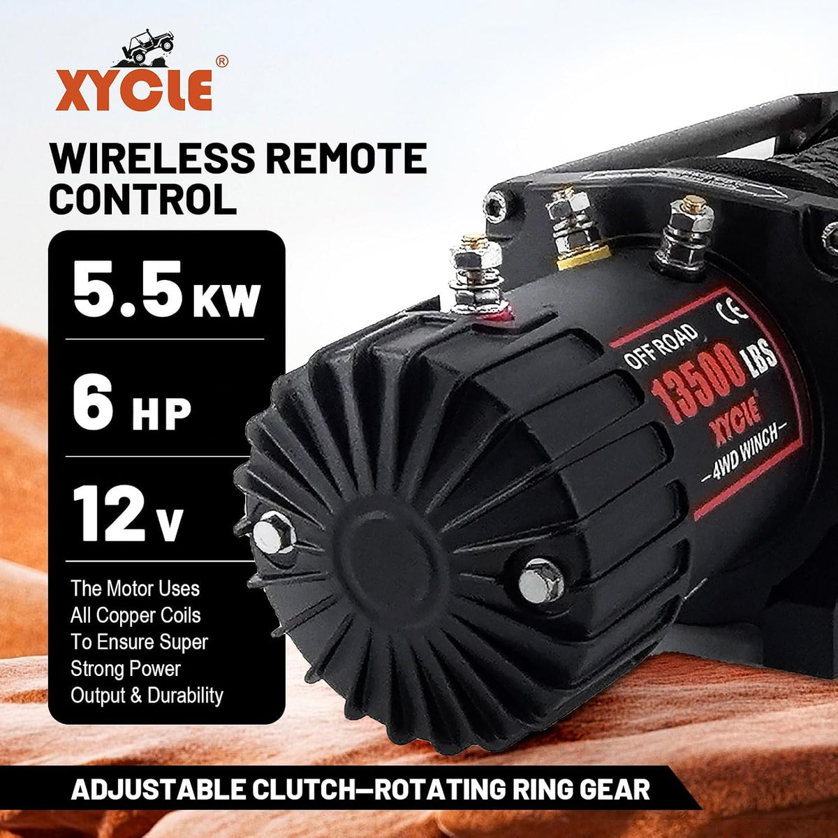 Winch13500lbs 12V Waterproof Electric Winch Synthetic Rope Truck Winch Towing Winch Boat Trailer Winch SUV 4-Wheel