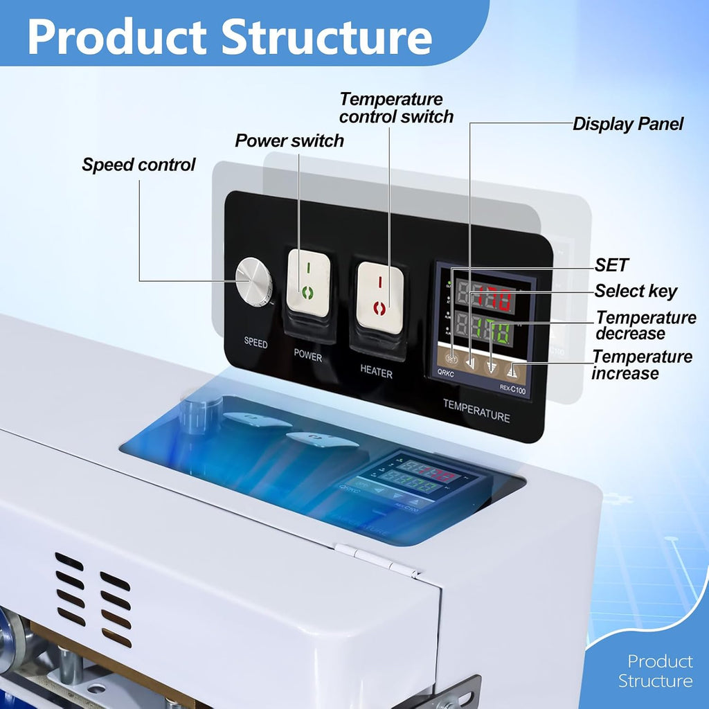 Commercial Heat Sealer Machine, Automatic Continuous Bag Band Sealing Machine with Digital Temperature Control