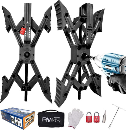 Camper X-Shaped Wheel Chock Stabilizer, 2 Sets RV Stabilizer Wheel Chock Scissor, X Chocks Wheel Stabilizer for
