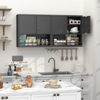 Locking Metal Wall Mounted Garage Storage Cabinet with Doors and Shelves