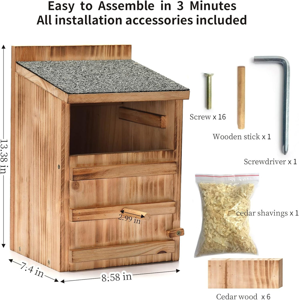 Owl Houses for Outdoors,13.38" Cedar Owl House with Clean-Out Door