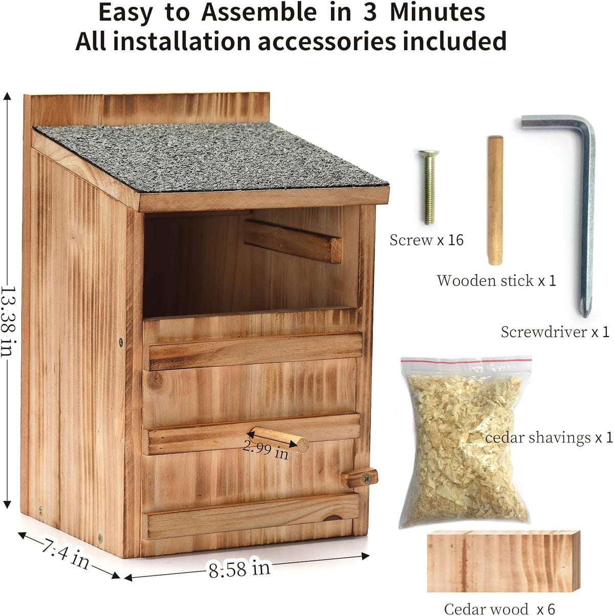Owl Houses for Outdoors,13.38" Cedar Owl House with Clean-Out Door