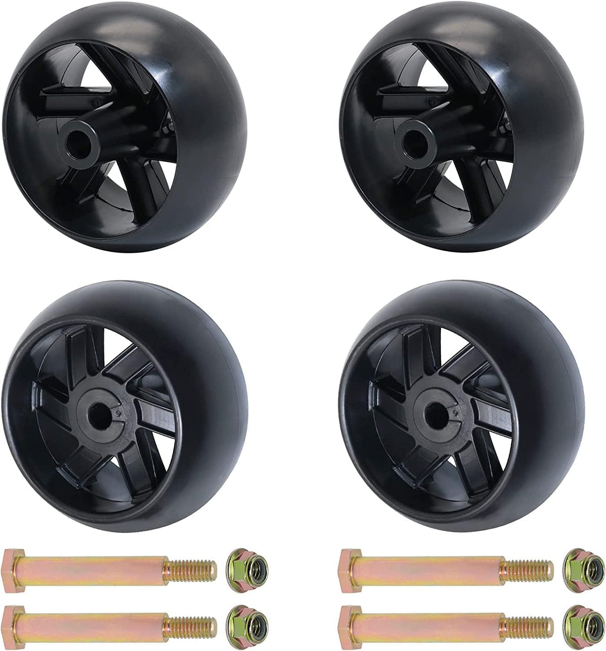 4PCS 753-04856A Lawn Tractors Deck Gauge Wheels with Bolts & Nuts