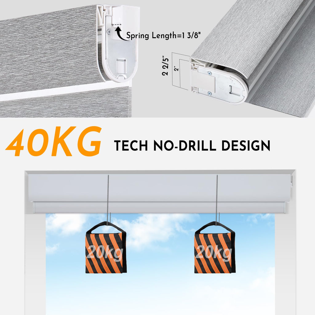 No Drill Zebra Blind Light Filtering Pattern Light Grey43 wx36 h